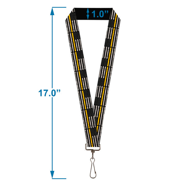 Buckle Down Lanyard - 1.0" - Thin Yellow Line Flag Weathered Black/Gray/Yellow