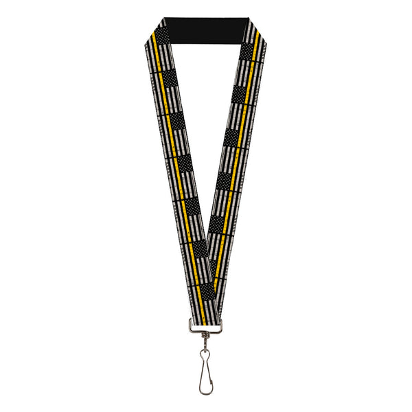 buckle down Lanyard - 1.0" - Thin Yellow Line Flag Weathered Black/Gray/Yellow