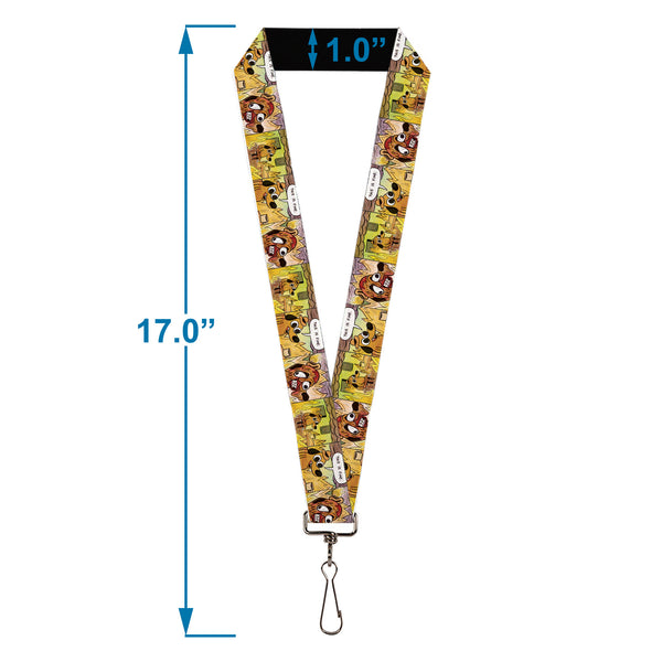 Buckle Down Lanyard - 1.0" - THIS IS FINE Question Hound Cafe Fire Comic Strip Blocks