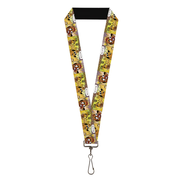 buckle down Lanyard - 1.0" - THIS IS FINE Question Hound Cafe Fire Comic Strip Blocks