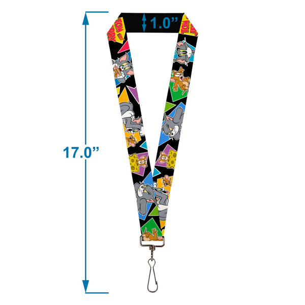 Buckle Down Lanyard - 1.0" - TOM & JERRY Poses Black Multi Color