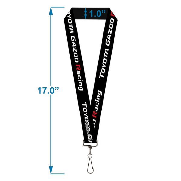 Buckle Down Lanyard - 1.0" - TOYOTA GAZOO RACING Text Logo Black/White/Red