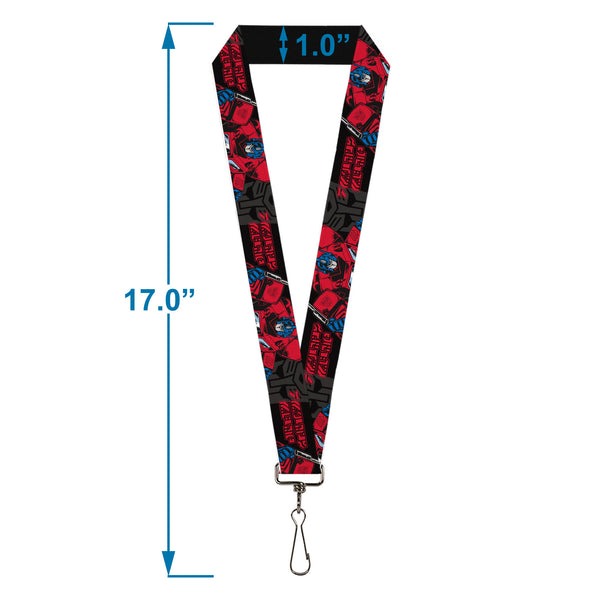 Buckle Down Lanyard - 1.0" - Transformers Generations Optimus Prime Pose And Autobot Icon Black/Gray/Red