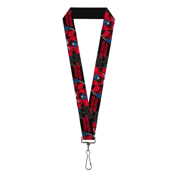 buckle down Lanyard - 1.0" - Transformers Generations Optimus Prime Pose and Autobot Icon Black/Gray/Red