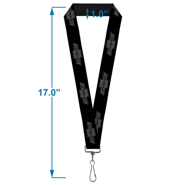 Buckle Down Lanyard - 1.0" - Vintage CHEVROLET 1934 Bowtie Logo Black Charcoal