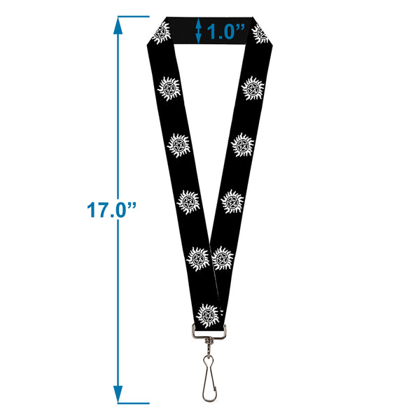 Buckle Down Lanyard - 1.0" - Winchester Pentagram Repeat Black White