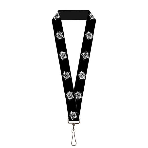 buckle down Lanyard - 1.0" - Winchester Pentagram Repeat Black White