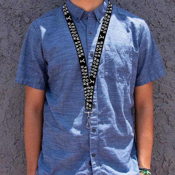 Buckle Down Lanyard - 1.0" - YELLOWSTONE DUTTON RANCH And Logo Black/White