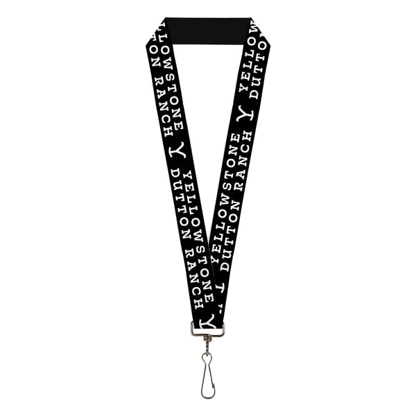 buckle down Lanyard - 1.0" - YELLOWSTONE DUTTON RANCH and Logo Black/White
