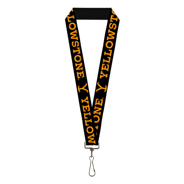 buckle down Lanyard - 1.0" - YELLOWSTONE Text and Y Logo Weathered Black/Orange
