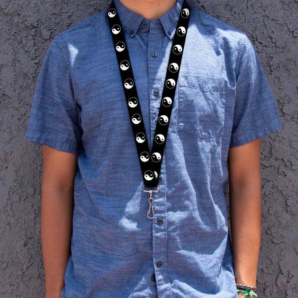 Buckle Down Lanyard - 1.0" - Ying Yang Symbol Black White