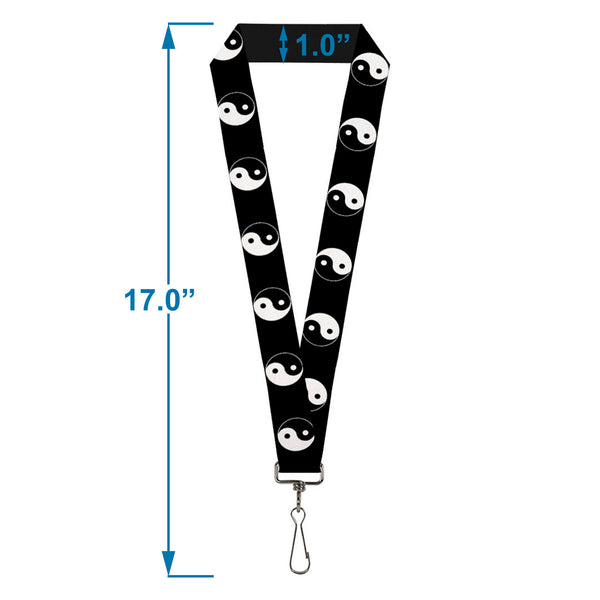 Buckle Down Lanyard - 1.0" - Ying Yang Symbol Black White