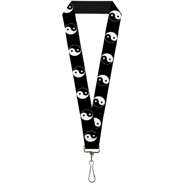 buckle down Lanyard - 1.0" - Ying Yang Symbol Black White
