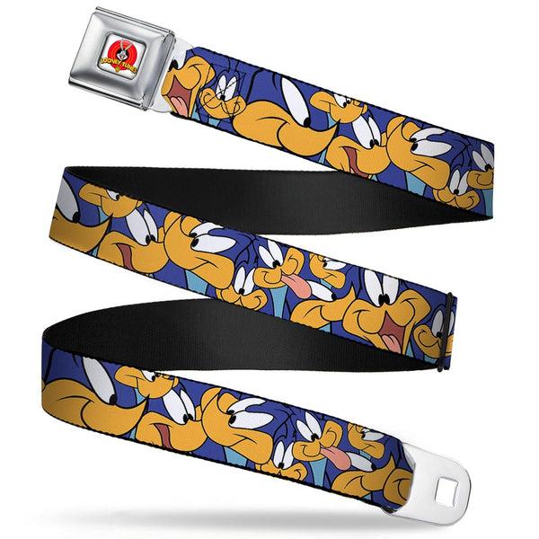 buckle down Looney Tunes Logo Full Color White Seatbelt Belt - Road Runner Expressions Stacked Webbing