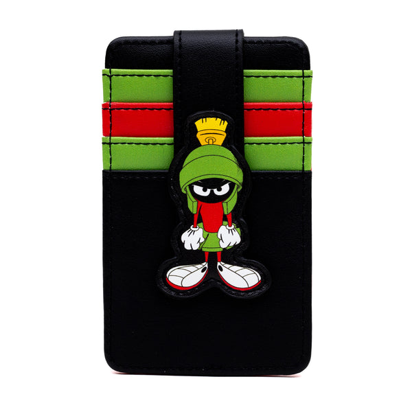 buckle down Looney Tunes Vegan Leather Wallet ID Card Holder Marvin the Martian Pose Black Green Red 3.0" x 5.0"