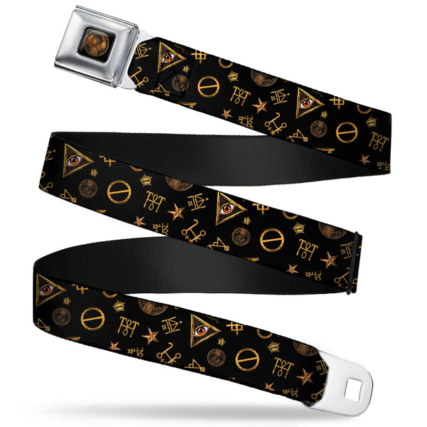 buckle down MACUSA Seal Full Color Black/Gold Seatbelt Belt - Fantastic Beasts and Where to Find Them Icons Scattered Black/Golds Webbing