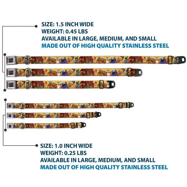 Buckle Down MASTERS OF THE UNIVERSE REVELATION Title Logo Full Color Black Seatbelt Buckle Collar - MOTU Revelation Eight Character Group Pose Yellow