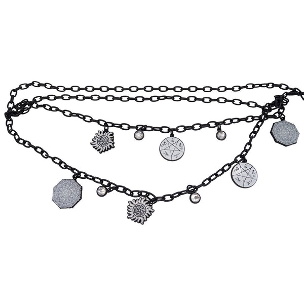 Buckle Down Metal Chain Belt - Black Chain With Supernatural Television Series Charms