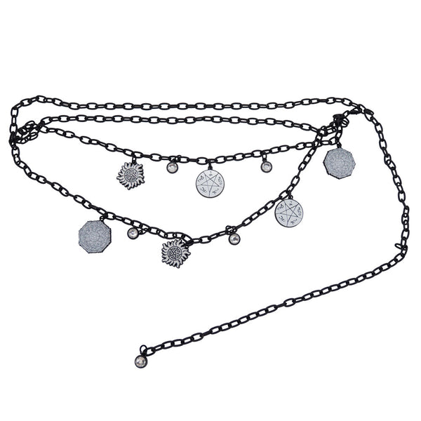 buckle down Metal Chain Belt - Black Chain with Supernatural Television Series Charms