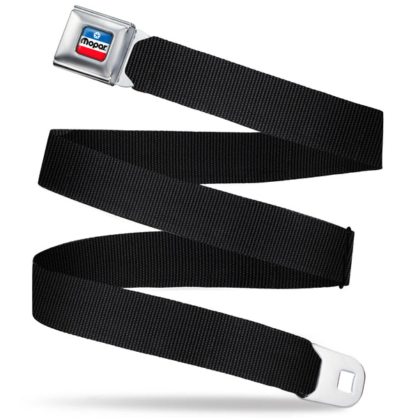 buckle down MOPAR Chrysler Logo Full Color White/Blue/Red/Black Seatbelt Belt - Black Webbing