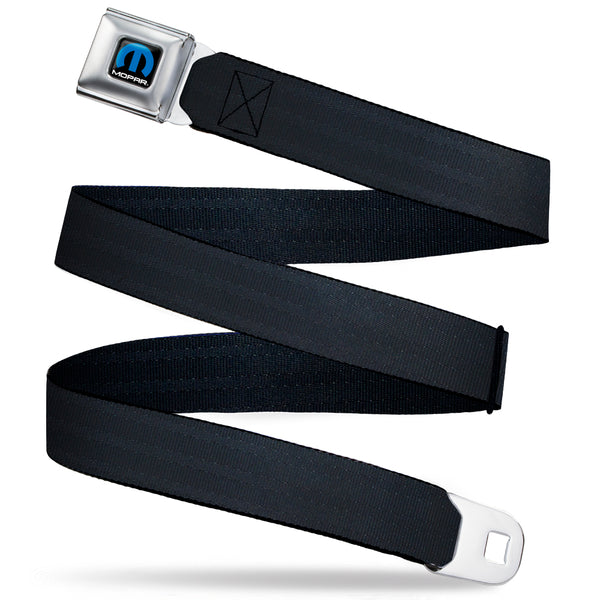 buckle down MOPAR Logo Full Color Black/Blue/White Seatbelt Belt - Black Panel Webbing