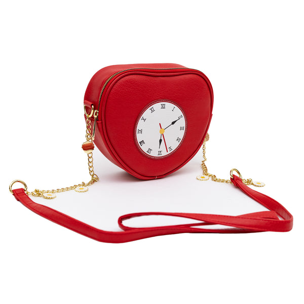 Buckle Down Movies Bag Cross Body The Wizard Of Oz Tin Man Heart Clock Replica Red Vegan Leather