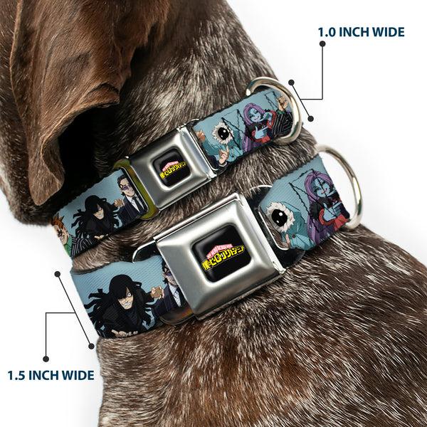 Buckle Down MY HERO ACADEMIA Title Logo Full Color Black Seatbelt Buckle Collar - My Hero Academia Five Meta Liberation Army Villains Blue