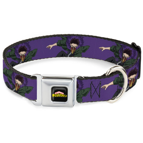 buckle down MY HERO ACADEMIA Title Logo Full Color Black Seatbelt Buckle Collar - My Hero Academia Kai Chisaki Action Pose Purple