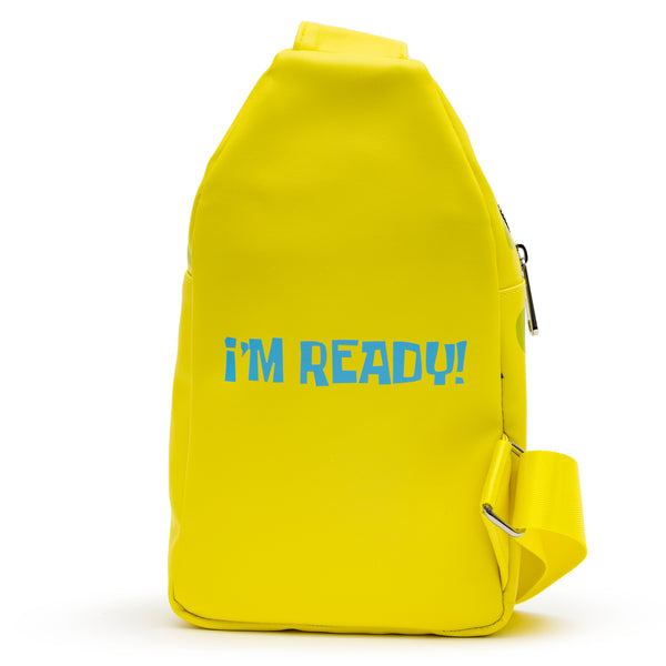 Buckle Down Nickelodeon Bag Sling SpongeBob SquarePants Smiling Face Character Close Up Yellow Bounding Vegan Leather