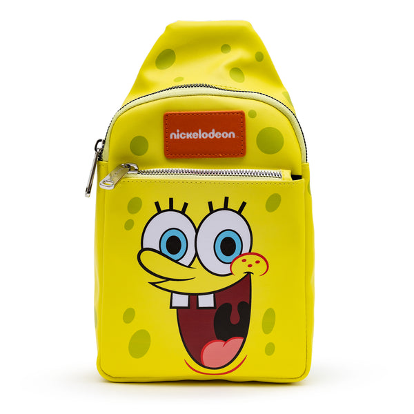 buckle down Nickelodeon Bag Sling SpongeBob SquarePants Smiling Face Character Close Up Yellow Bounding Vegan Leather