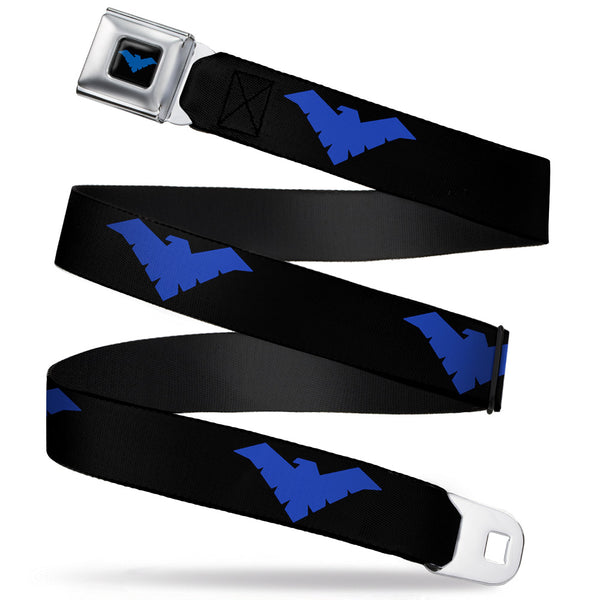 buckle down Nightwing Logo Full Color Black Blue Seatbelt Belt - Nightwing Logo Black/Blue Webbing