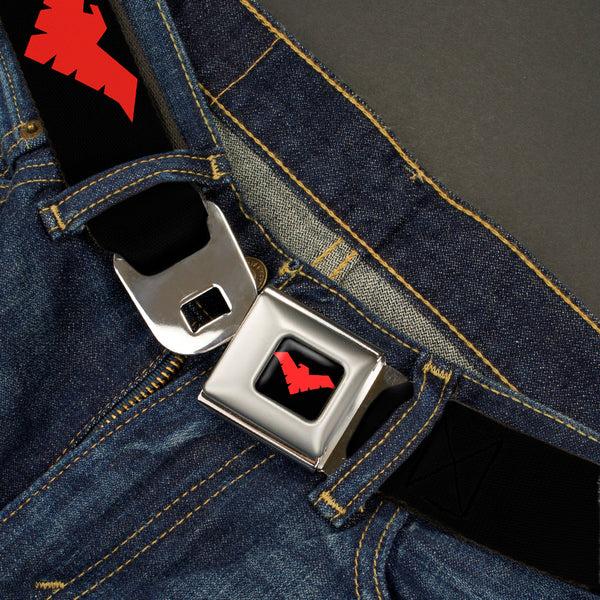 Buckle Down Nightwing Logo Full Color Black Red Seatbelt Belt - Nightwing Logo Black/Red Webbing