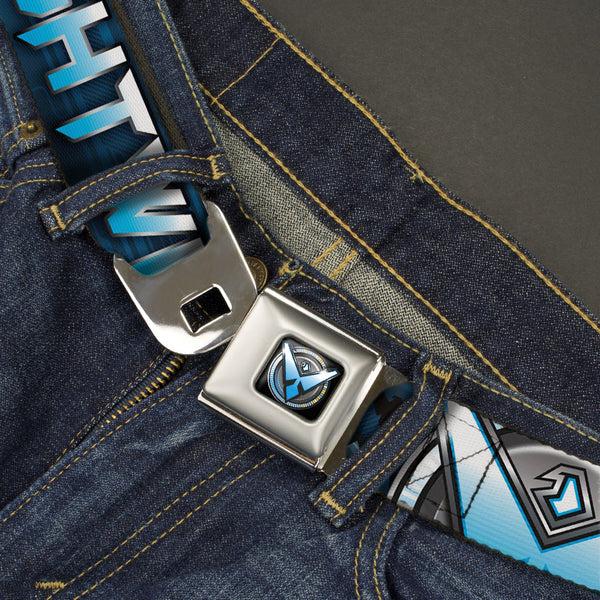 Buckle Down Nightwing Logo2 Full Color Black Blues Yellow Seatbelt Belt - NIGHTWING Poses/Logo Black/Blues Webbing