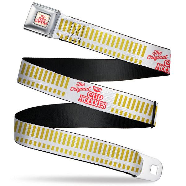 buckle down NISSIN CUP NOODLES Logo/Noodle Wave Full Color White/Orange/Red Seatbelt Belt - THE ORIGINAL CUP NOODLES Caterpillar Striping White/Red/Gold Webbing