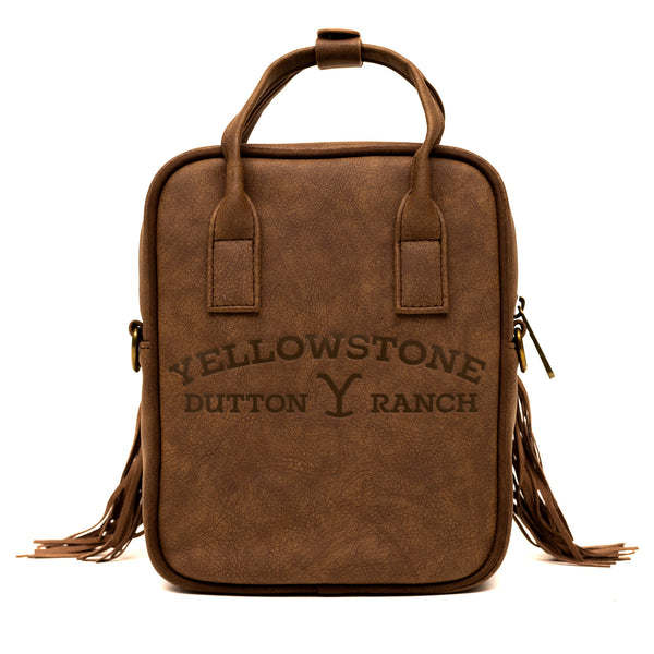 Buckle Down Paramount Network Bag Cross Body Yellowstone Dutton Ranch Cowboy Cowhide Distressed Brown Vegan Leather