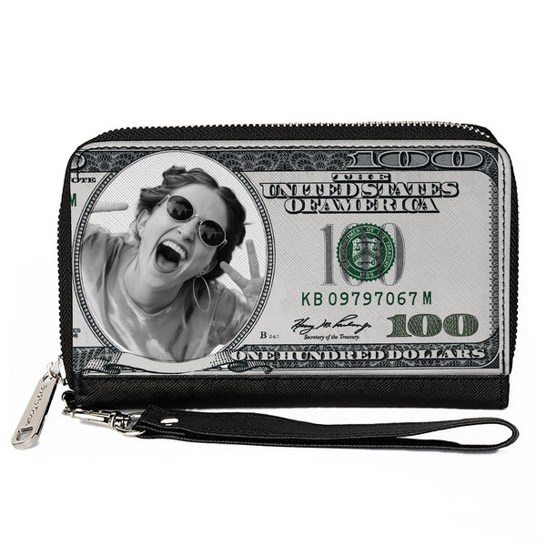 buckle down Personalized $100 Bill Wristlet Wallet with Your Face