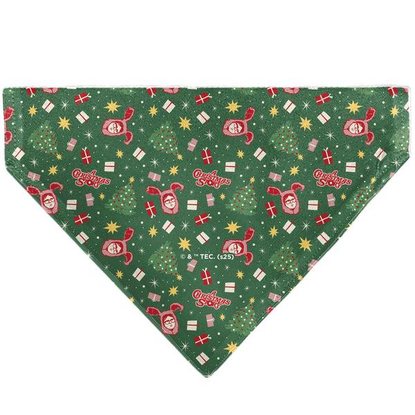 Buckle Down Pet Bandana - A CHRISTMAS STORY Icons And Title Logo Collage Greens/Reds