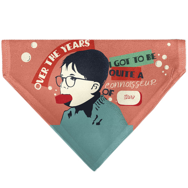 buckle down Pet Bandana - A CHRISTMAS STORY Icons and Title Logo Collage Greens/Reds