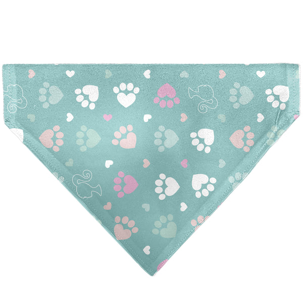 buckle down Pet Bandana - BARBIE Bold Text Paw Print Icons Blues/Pinks/White