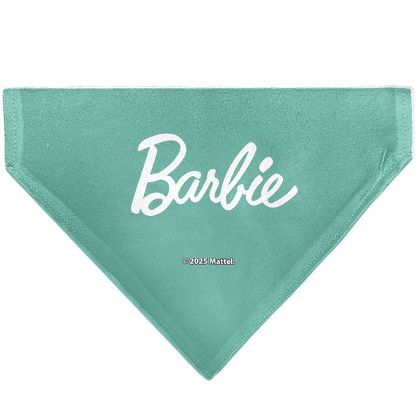 Buckle Down Pet Bandana - BARBIE Paw Print Icons And Script Blue/Multi Pastel