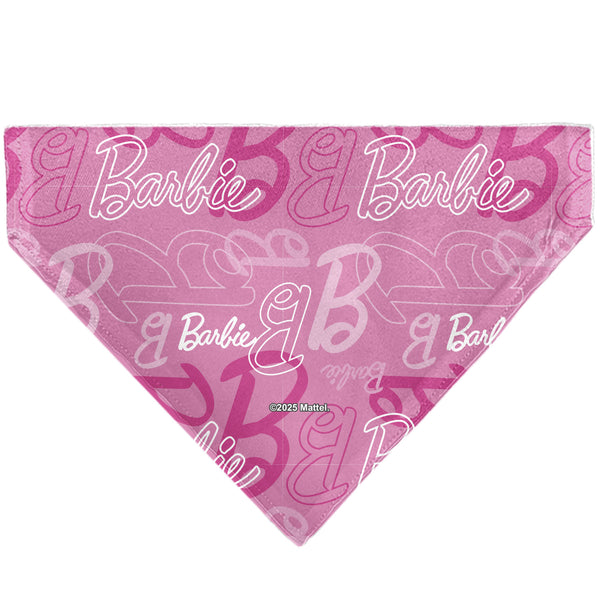 Buckle Down Pet Bandana - BARBIE Script And B Icon Collage Pinks/White