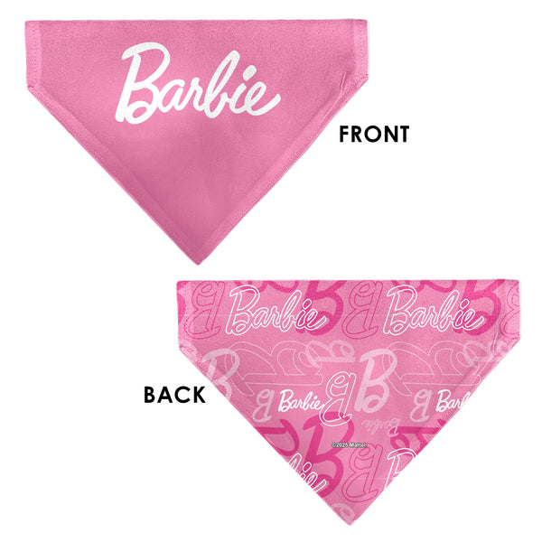 Buckle Down Pet Bandana - BARBIE Script And B Icon Collage Pinks/White