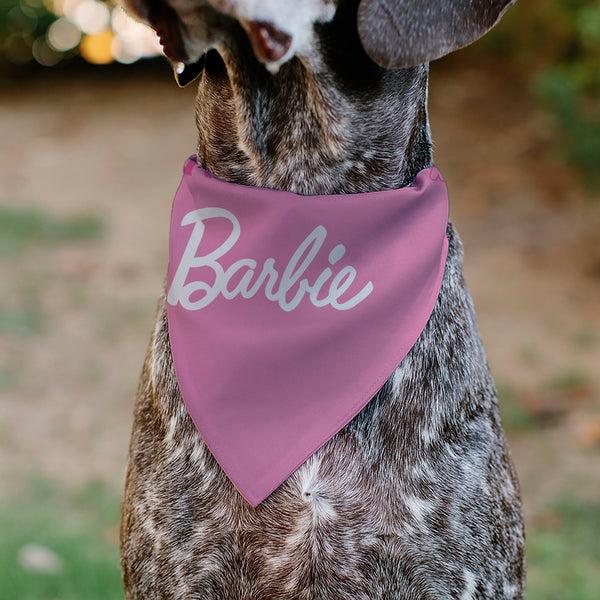 Buckle Down Pet Bandana - BARBIE Script And B Icon Collage Pinks/White
