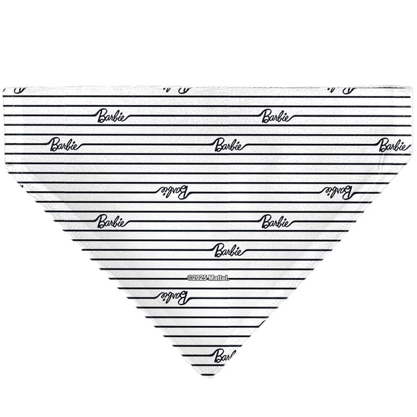 Buckle Down Pet Bandana - BARBIE Script Stripe White/Black