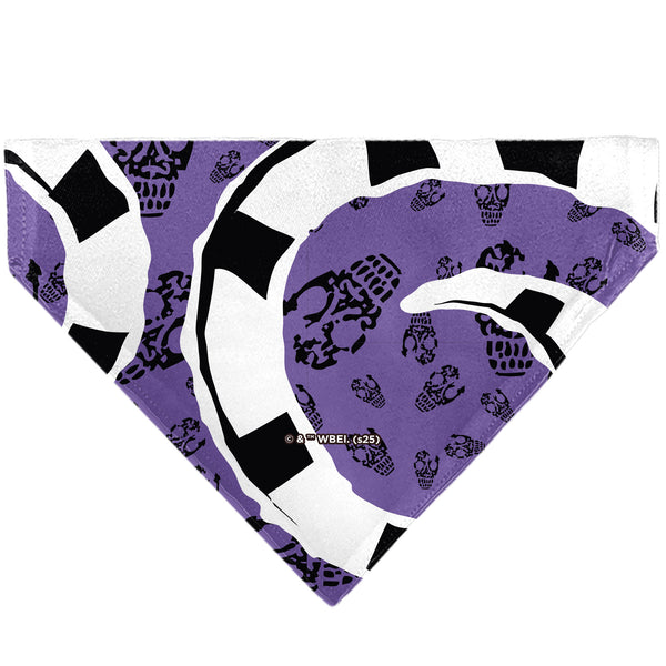 Buckle Down Pet Bandana - Beetlejuice Sandworm Pose And Skulls Icon Purple/Black