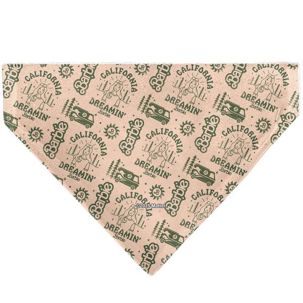 Buckle Down Pet Bandana - CALIFORNIA DREAMIN BARBIE Icons Collage And Script Peach/Olive