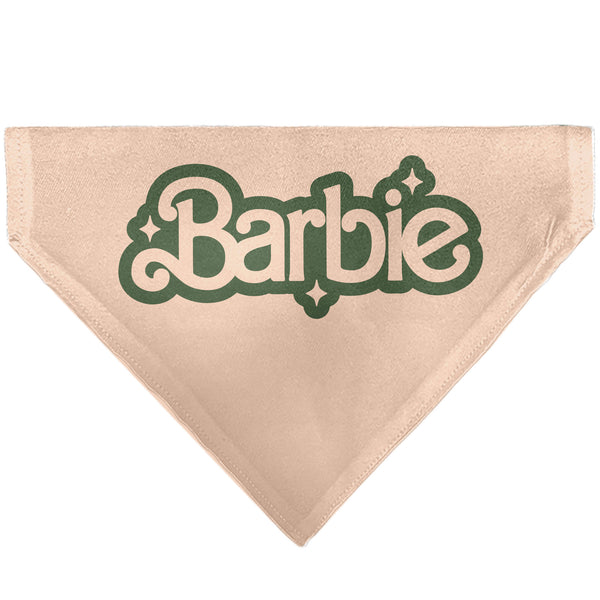 buckle down Pet Bandana - CALIFORNIA DREAMIN BARBIE Icons Collage and Script Peach/Olive
