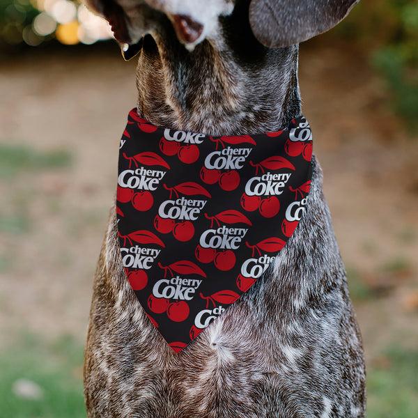 Buckle Down Pet Bandana - CHERRY COKE And Cherries Logo Collage Black/Red/White