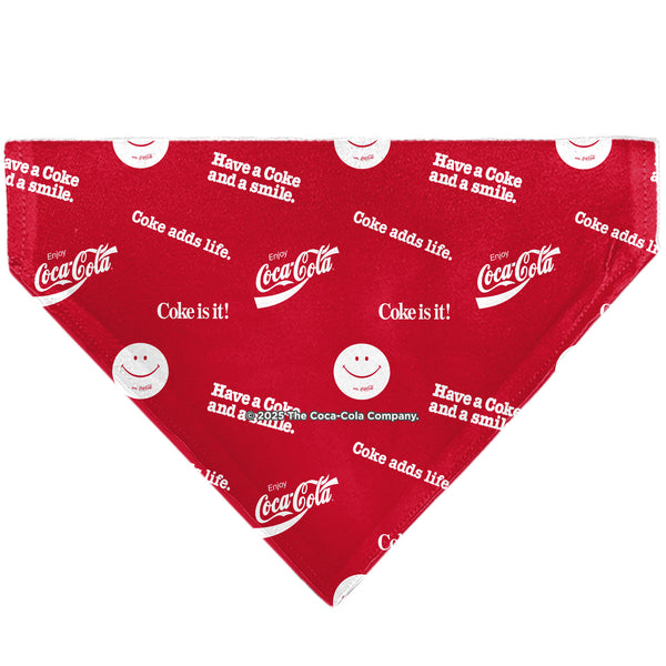 Buckle Down Pet Bandana - COCA-COLA Coke Quotes Scattered Red/White