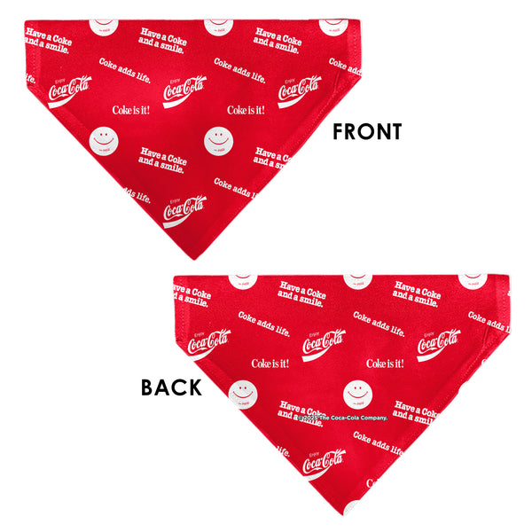 Buckle Down Pet Bandana - COCA-COLA Coke Quotes Scattered Red/White